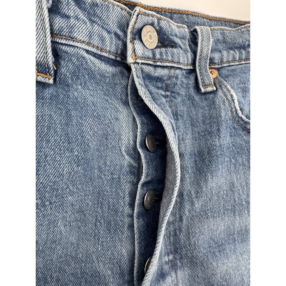 Levi's Ribcage Women's High Rise Cut Off Blue Denim Shorts Button Fly Size 30W - Picture 5 of 13